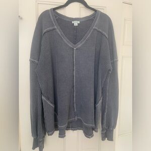 Sundance Charcoal Waffle Knit Top